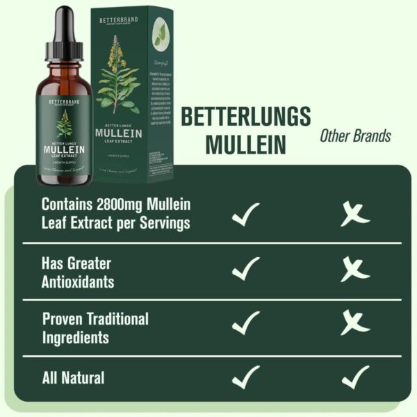 Mullein Drops for Lungs, Mullein Leaf Extract with Chlorophyll,Mullein Leaf Extract for Lung Cleanse and Respiratory Support - 图片 5