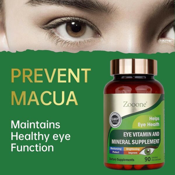 Zooone-Lutein Eye Vitamin Supplement, Suitable for Macula Health and Dry Eye, Contains Lutein, Zinc, Vitamin C/E and Zeaxanthin, Supports Eye Health, 90 Tablets - 图片 4
