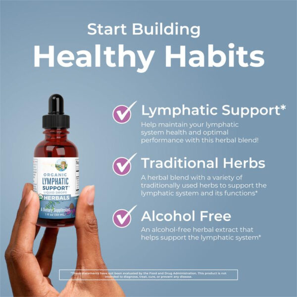 Lymphatic Support Herbal Blend Liquid Drops - USDA Organic Lymphatic Cleanse - Echinacea & Elderberry - Blue Vervain - Vegan - 30 Servings - 图片 4