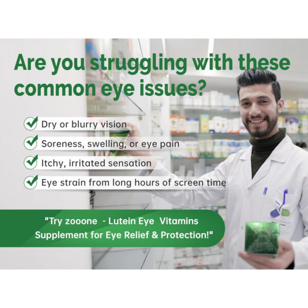 Zooone-Lutein Eye Vitamin Supplement, Suitable for Macula Health and Dry Eye, Contains Lutein, Zinc, Vitamin C/E and Zeaxanthin, Supports Eye Health, 90 Tablets - 图片 5