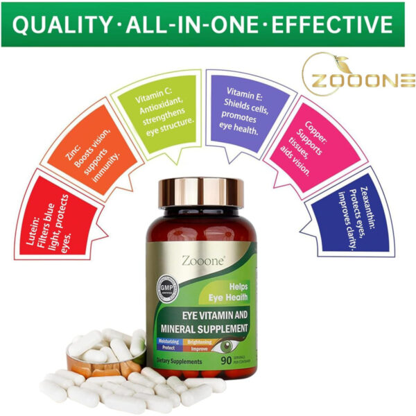 Zooone-Lutein Eye Vitamin Supplement, Suitable for Macula Health and Dry Eye, Contains Lutein, Zinc, Vitamin C/E and Zeaxanthin, Supports Eye Health, 90 Tablets - 图片 6