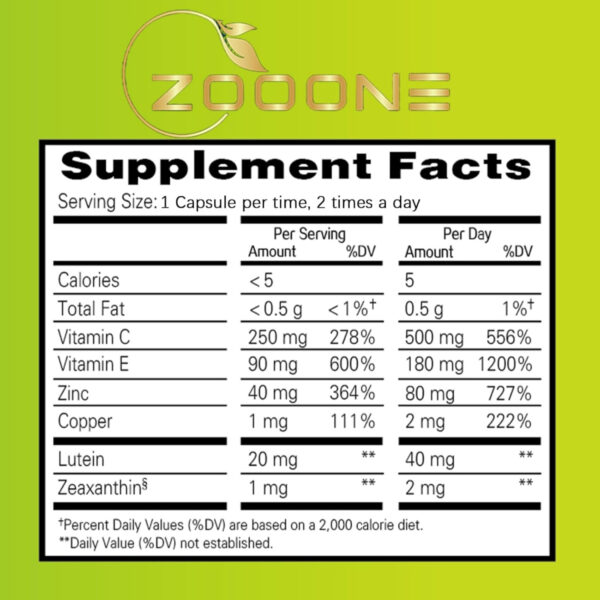 Zooone-Lutein Eye Vitamin Supplement, Suitable for Macula Health and Dry Eye, Contains Lutein, Zinc, Vitamin C/E and Zeaxanthin, Supports Eye Health, 90 Tablets - 图片 3