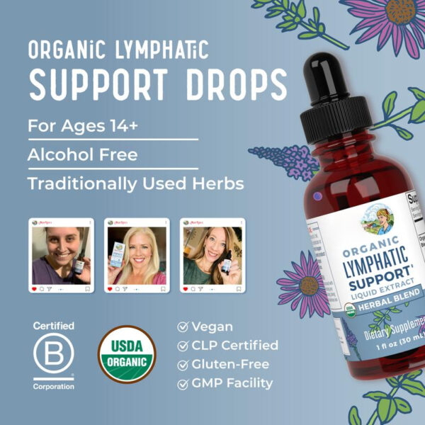 Lymphatic Support Herbal Blend Liquid Drops - USDA Organic Lymphatic Cleanse - Echinacea & Elderberry - Blue Vervain - Vegan - 30 Servings - 图片 5