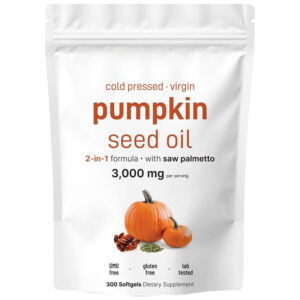 300 Softgels Pumpkin Seed Oil with Saw Palmetto, 3000mg Herbal Supplement
