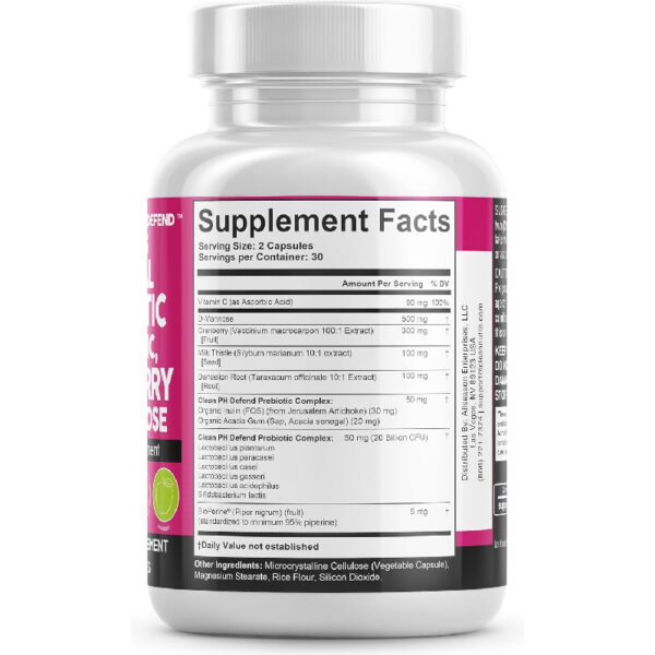 Clean Nutraceuticals Vaginal Probiotics for Women   Prebiotics 20 Billion Cranberry Pills 30,000mg w/D-Mannose 500 mg for Urinary Tract Health pH Balance - for Vaginal Health Supplements Pills - 图片 7